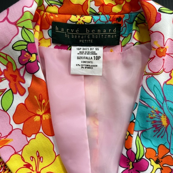 HARVE BENARD BY BENARD HOLTZMAN VIBRANT FLORAL JACKET BLAZER SIZE 10 PETITES - Picture 3 of 15